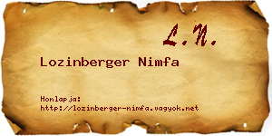 Lozinberger Nimfa névjegykártya